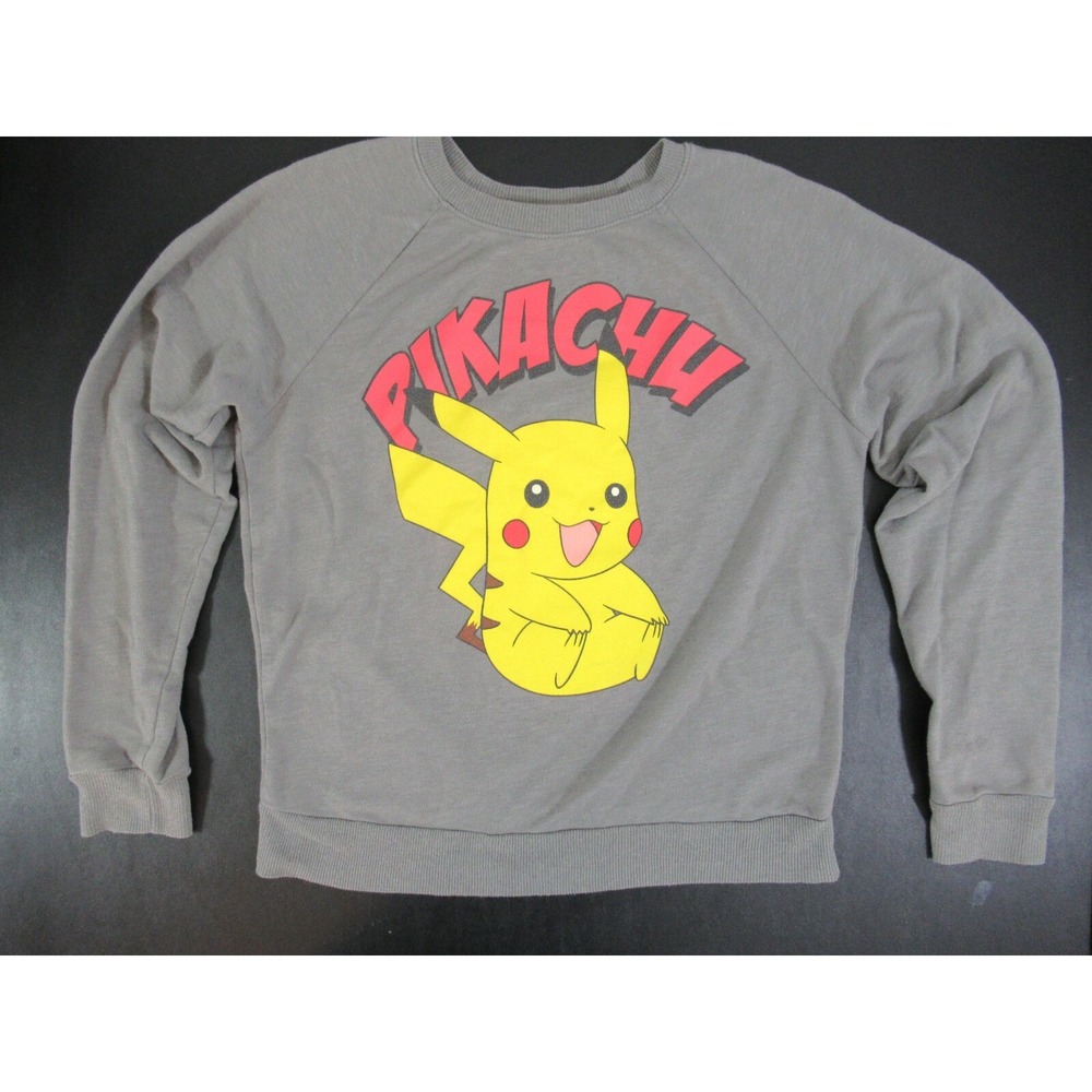 Pokémon Pikachu Crewneck Sweatshirt Boys Medium Pokemon Gray Pullover